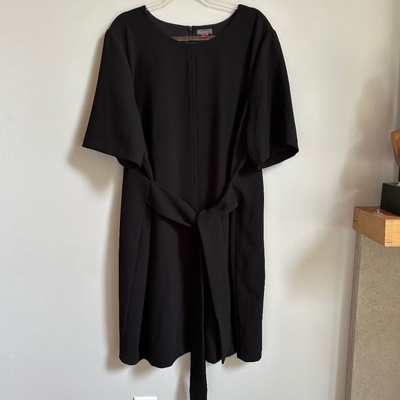 Vince Camuto Tie-Waist Crepe Black Dress - Picture 2 of 7